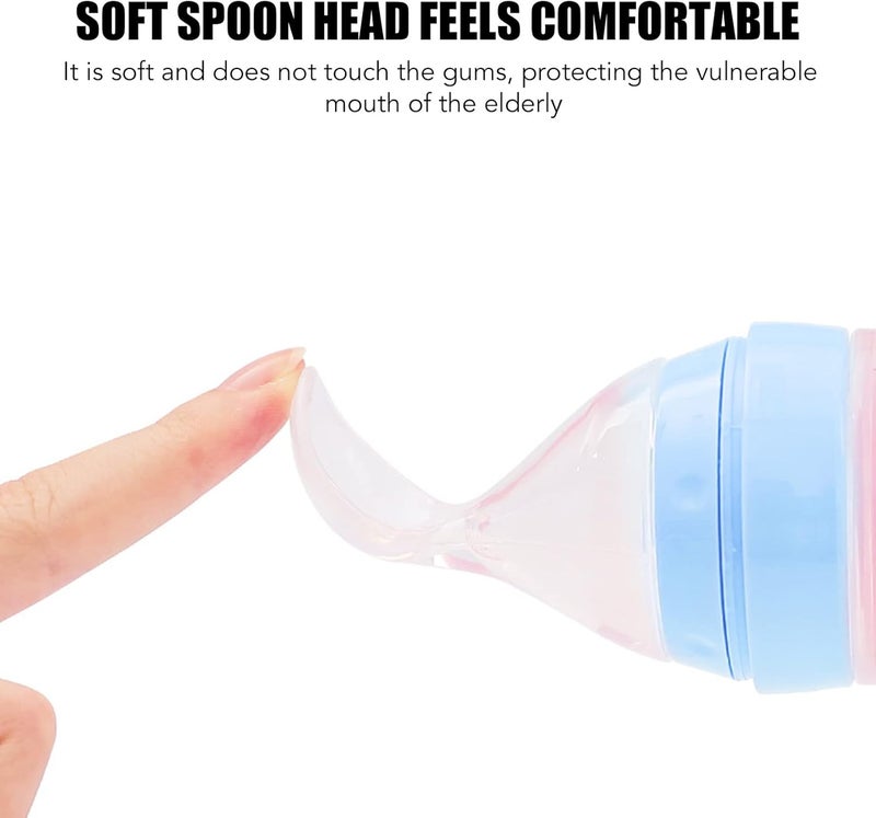 woobles Food Feeder for Feeding Water, Vegetable Juices, Soft Silicone One Handed Operation Scale Design Feeder with Soft Spoon for Elderly Patients(Blue) - Image 3